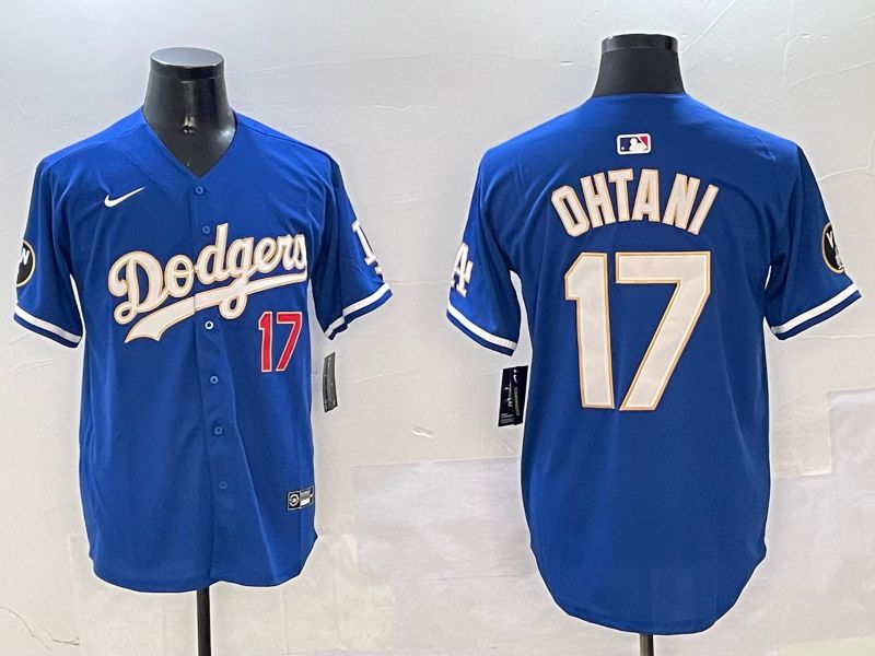 Men Los Angeles Dodgers #17 Ohtani Blue Gold Game 2025 Nike MLB Jersey style 5